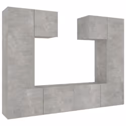 ) vidaXL TV Cabinet Set 6 Piece Engineered Wood Multi Colours 100/80x30x30 cm - Concrete grey, 60 x 30 x 30 cm (L x W x H