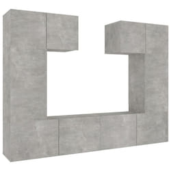 ) vidaXL TV Cabinet Set 6 Piece Engineered Wood Multi Colours 100/80x30x30 cm - Concrete grey, 60 x 30 x 30 cm (L x W x H
