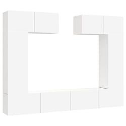 vidaXL TV Cabinet Set 6 Piece White Engineered Wood HiFi Cabinet Media Unit