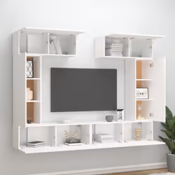 vidaXL TV Cabinet Set 6 Piece White Engineered Wood HiFi Cabinet Media Unit