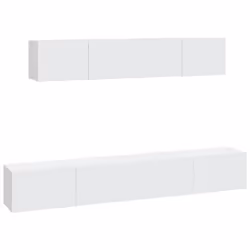 vidaXL TV Cabinet Set 4 Piece White Engineered Wood TV Console Media Unit