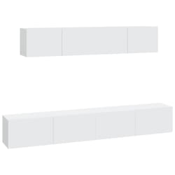 vidaXL TV Cabinet Set 4 Piece White Engineered Wood TV Console Media Unit