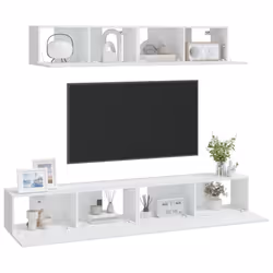 vidaXL TV Cabinet Set 4 Piece White Engineered Wood TV Console Media Unit - Additional view 7