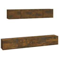 vidaXL TV Cabinet Set 4 Piece Smoked Oak Engineered Wood TV Console Media Unit