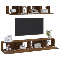 vidaXL TV Cabinet Set 4 Piece Smoked Oak Engineered Wood TV Console Media Unit - Additional view 7