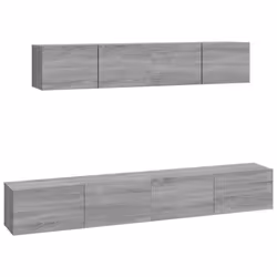 vidaXL TV Cabinet Set 4 Piece Grey Sonoma Engineered Wood TV Stand Media Unit
