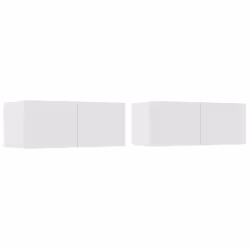 vidaXL TV Cabinet Set 4 Piece White Engineered Wood TV Console Media Unit