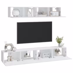 vidaXL TV Cabinet Set 4 Piece White Engineered Wood TV Console Media Unit - Additional view 6