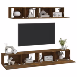 vidaXL TV Cabinet Set 4 Piece Smoked Oak Engineered Wood TV Console Media Unit - Additional view 6