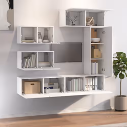 ) vidaXL TV Cabinet Set 4 Piece Engineered Wood Indoor Media Unit Multi Colours - White, 30.5 x 30 x 90 cm (L x W x H - Additional view 3