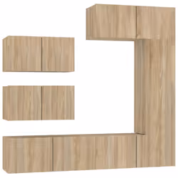 ) vidaXL TV Cabinet Set 4 Piece Engineered Wood Indoor Media Unit Multi Colours - Sonoma oak, 30.5 x 30 x 90 cm (L x W x H - Additional view 3
