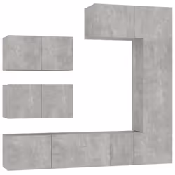 ) vidaXL TV Cabinet Set 4 Piece Engineered Wood Indoor Media Unit Multi Colours - Concrete grey, 30.5 x 30 x 90 cm (L x W x H - Additional view 3