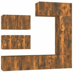 ) vidaXL TV Cabinet Set 4 Piece Engineered Wood Indoor Media Unit Multi Colours - Smoked oak, 30.5 x 30 x 90 cm (L x W x H - Additional view 2