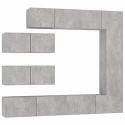 ) vidaXL TV Cabinet Set 4 Piece Engineered Wood Indoor Media Unit Multi Colours - Concrete grey, 30.5 x 30 x 110 cm (L x W x H - Additional view 3