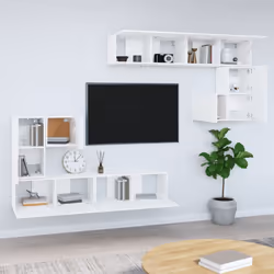 ) vidaXL Wall-mounted TV Cabinet Engineered Wood Multi Colours 100/80x30x30 cm - White, 60 x 30 x 30 cm (W x D x H