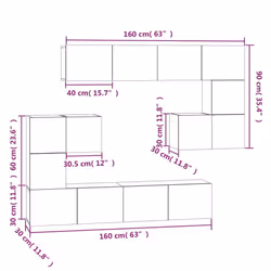 ) vidaXL Wall-mounted TV Cabinet Engineered Wood Multi Colours 100/80x30x30 cm - White, 60 x 30 x 30 cm (W x D x H - Additional view 4