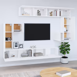 ) vidaXL Wall-mounted TV Cabinet Engineered Wood Multi Colours 100/80x30x30 cm - White, 30.5 x 30 x 90 cm (W x D x H