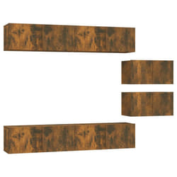 vidaXL TV Cabinet Set 6 Piece Engineered Wood Multi Colours 100/80x30x30 cm - Smoked oak