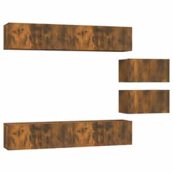 vidaXL TV Cabinet Set 6 Piece Engineered Wood Multi Colours 100/80x30x30 cm - Smoked oak