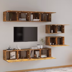 vidaXL TV Cabinet Set 6 Piece Engineered Wood Multi Colours 100/80x30x30 cm - Smoked oak - Additional view 6