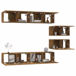 vidaXL TV Cabinet Set 6 Piece Engineered Wood Multi Colours 100/80x30x30 cm - Smoked oak - Additional view 7