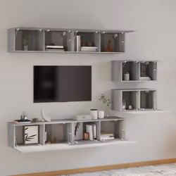vidaXL TV Cabinet Set 6 Piece Engineered Wood Multi Colours 100/80x30x30 cm - Grey sonoma - Additional view 6
