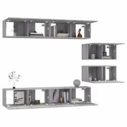 vidaXL TV Cabinet Set 6 Piece Engineered Wood Multi Colours 100/80x30x30 cm - Grey sonoma - Additional view 7