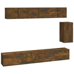 vidaXL TV Cabinet Set 6 Piece Engineered Wood Media TV Console Multi Colours - Smoked oak