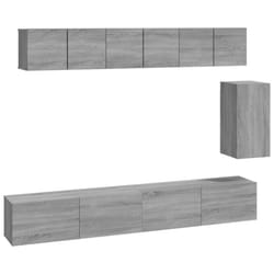 vidaXL TV Cabinet Set 6 Piece Engineered Wood Media TV Console Multi Colours - Grey sonoma