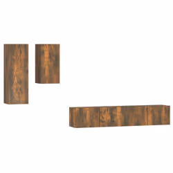 ) vidaXL TV Cabinet Set 4 Piece Engineered Wood Multi Colours 100/80x30x30 cm - Smoked oak, 30,5 x 30 x 90 cm (L x W x H - Additional view 3
