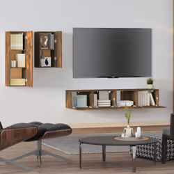 ) vidaXL TV Cabinet Set 4 Piece Engineered Wood Multi Colours 100/80x30x30 cm - Smoked oak, 30,5 x 30 x 90 cm (L x W x H - Additional view 4