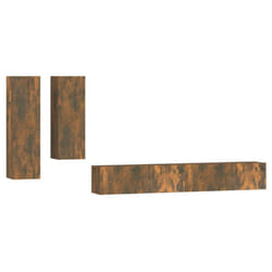vidaXL TV Cabinet Set 4 Piece Engineered Wood Multi Colours 100/80x30x30 cm - smoked oak