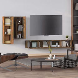 vidaXL TV Cabinet Set 4 Piece Engineered Wood Multi Colours 100/80x30x30 cm - smoked oak