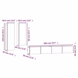 vidaXL TV Cabinet Set 4 Piece Engineered Wood Multi Colours 100/80x30x30 cm - smoked oak