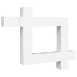 vidaXL TV Cabinet Set 9 Piece Engineered Wood Media TV Console Multi Colours - White