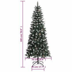 vidaXL Artificial Christmas Tree with Stand Christmas Decoration Green PVC - 180 x 76 cm - Additional view 8