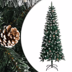 vidaXL Artificial Christmas Tree with Stand Christmas Decoration Green PVC - 210 x 86 cm