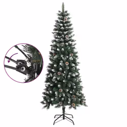 vidaXL Artificial Christmas Tree with Stand Christmas Decoration Green PVC - 210 x 86 cm