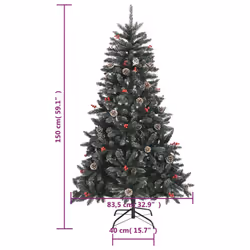 vidaXL Artificial Christmas Tree with Stand Christmas Decoration Green PVC - 150 x 83.5 cm - Additional view 8