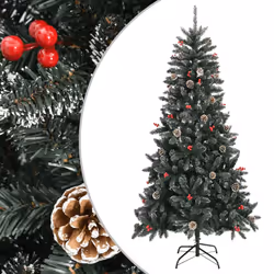 vidaXL Artificial Christmas Tree with Stand Christmas Decoration Green PVC - 210 x 144 cm