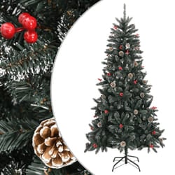 vidaXL Artificial Christmas Tree with Stand Christmas Decoration Green PVC - 210 x 144 cm