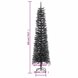 vidaXL Artificial Slim Christmas Tree with Stand Xmas Tree Decor Green PVC - 180 x 50.5 cm - Additional view 3