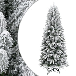 vidaXL Artificial Christmas Tree with Flocked Snow Christmas Decoration PVC&PE - without led, 210 cm
