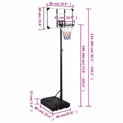 vidaXL Basketball Stand Transparent 235-305 cm Polycarbonate Basketball Post - Additional view 9