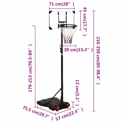 vidaXL Basketball Stand Transparent 216-250 cm Polycarbonate Basketball Post