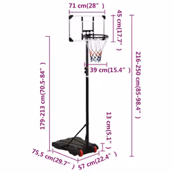 vidaXL Basketball Stand Transparent 216-250 cm Polycarbonate Basketball Post - Additional view 9