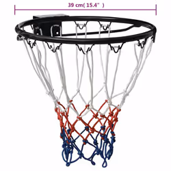 vidaXL Basketball Ring Steel Basketball Net Hoop Rim Black/Orange Ã 39/45 cm - black, Ã? 39 cm