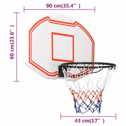vidaXL Basketball Backboard Polyethene Hoop Board Black/White Multi Sizes - white, 90 x 60 x 2 cm - Additional view 6