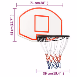 vidaXL Basketball Backboard Polyethene Hoop Board Black/White Multi Sizes - white, 71 x 45 x 2 cm