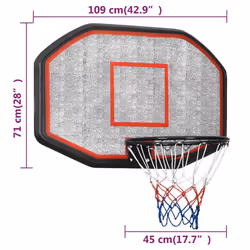 vidaXL Basketball Backboard Polyethene Hoop Board Black/White Multi Sizes - black, 109 x 71 x 3 cm